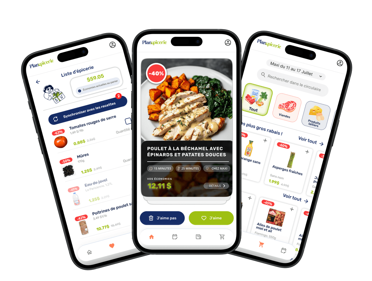 Planepicerie — aperçu des recettes de la semaine