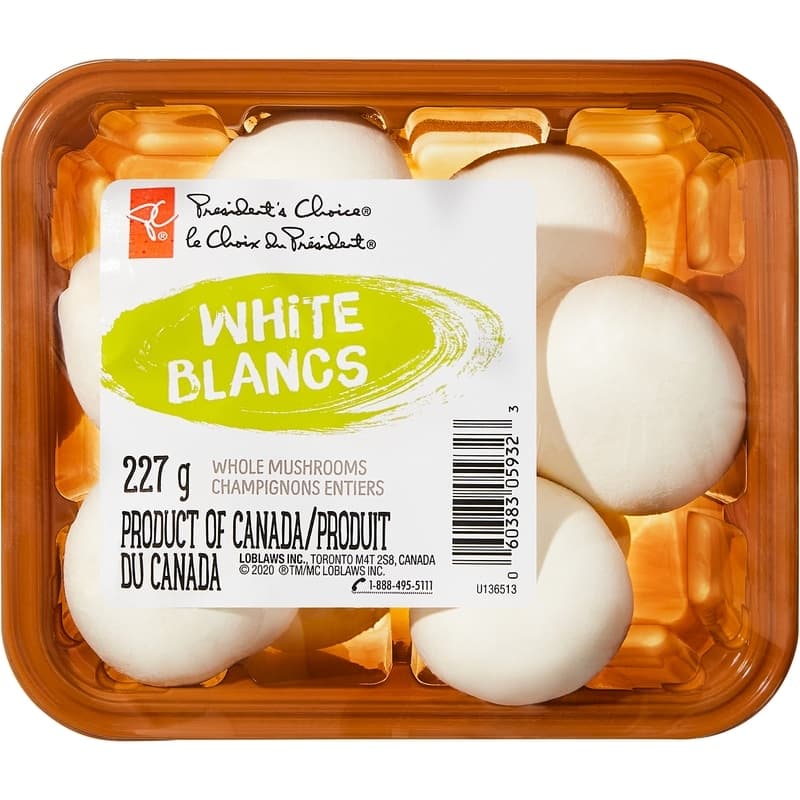 Champignons blancs entiers